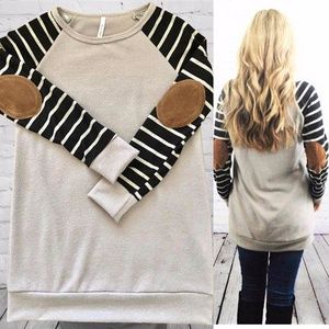 Small Mocha/Black Striped Tunic Sweater